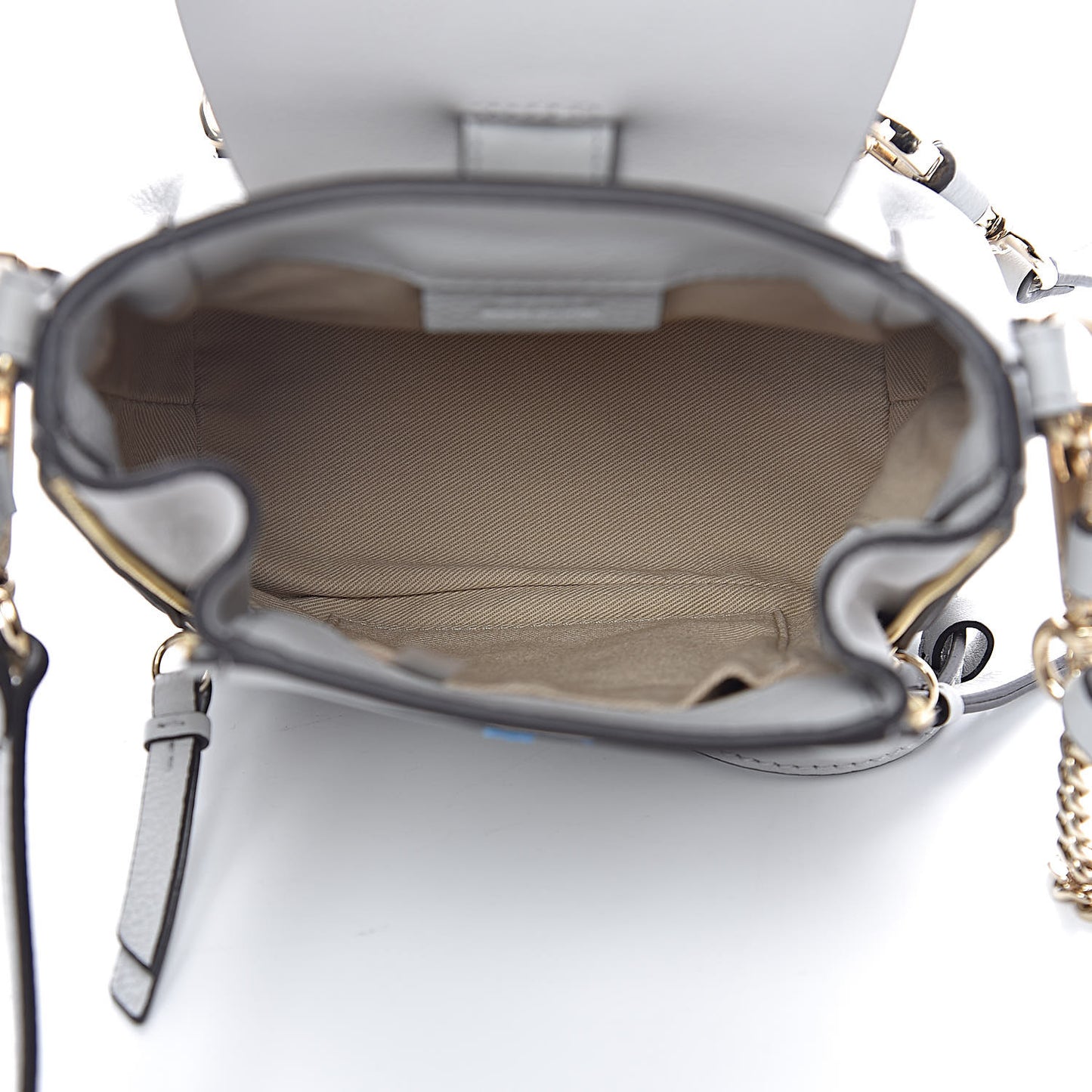Suede Calfskin Mini Faye Backpack Airy Grey