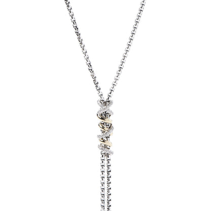 David Yurman Sterling Silver 18K Yellow Gold Diamond Helena Y Necklace 4 of 7
