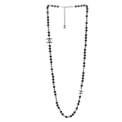 Chanel Beaded CC Long Necklace Black Gold 3 of 6