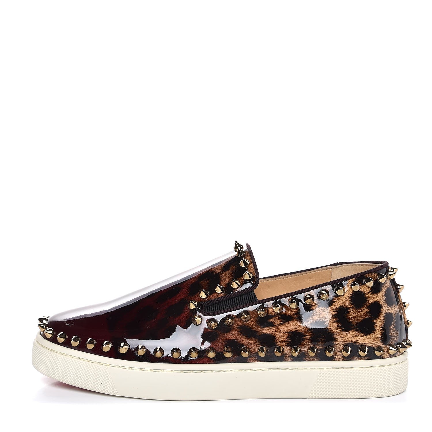 Christian Louboutin Patent Degrade Leopard Studded Womens Pik Boat Flat Loafers 35.5 Bronze 1 of 9