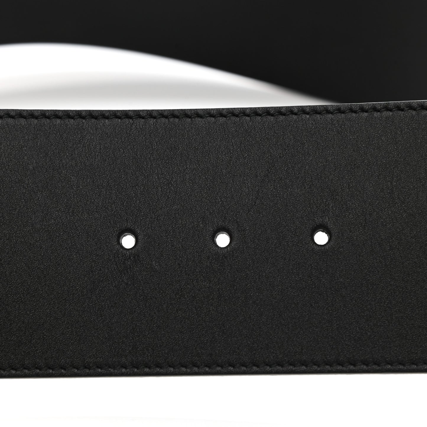 Moon Calfskin Pearl Double G 70mm Belt 95 38 Black Cream