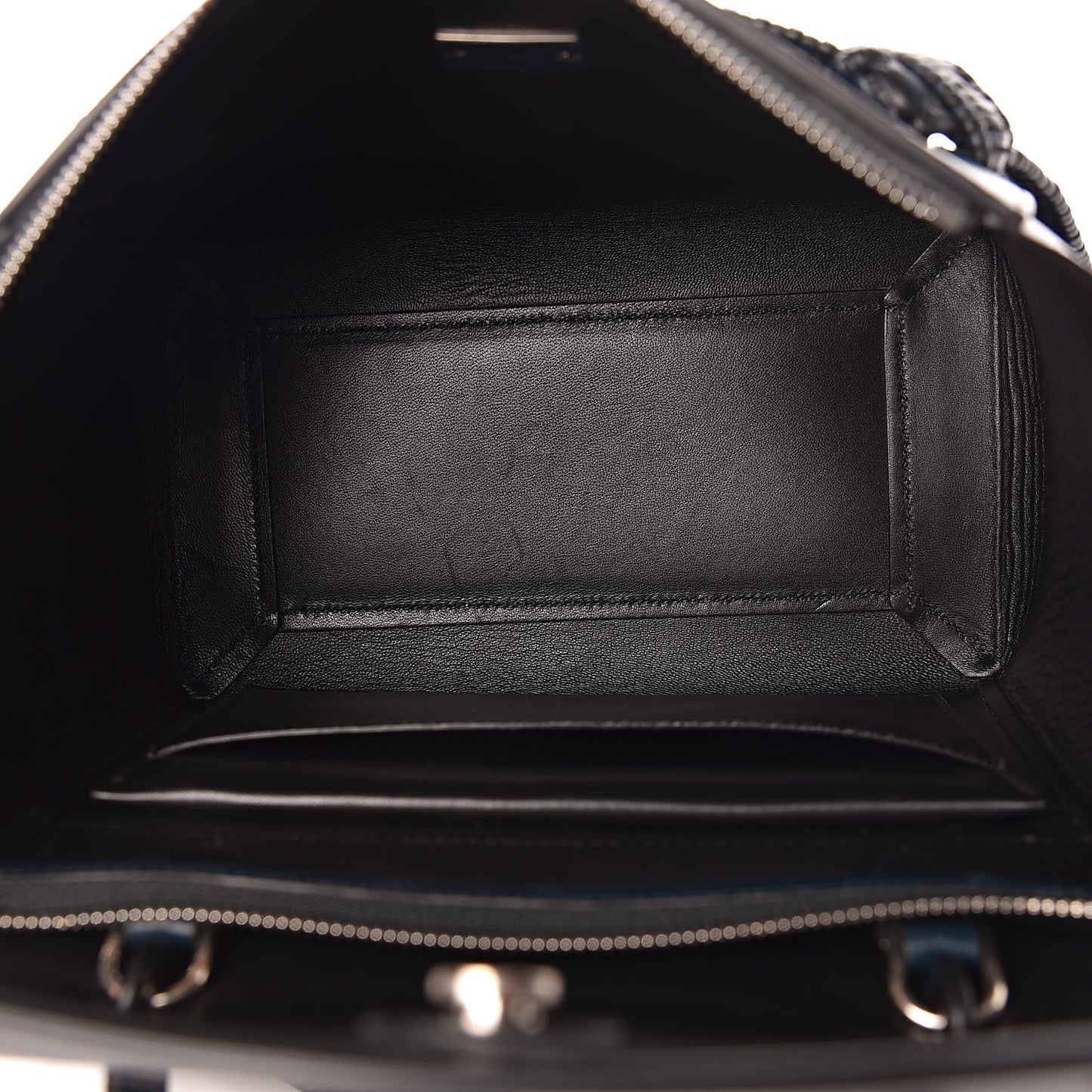 Smooth Calfskin Micro Bi-Color Braided Belt Bag Dark Sea