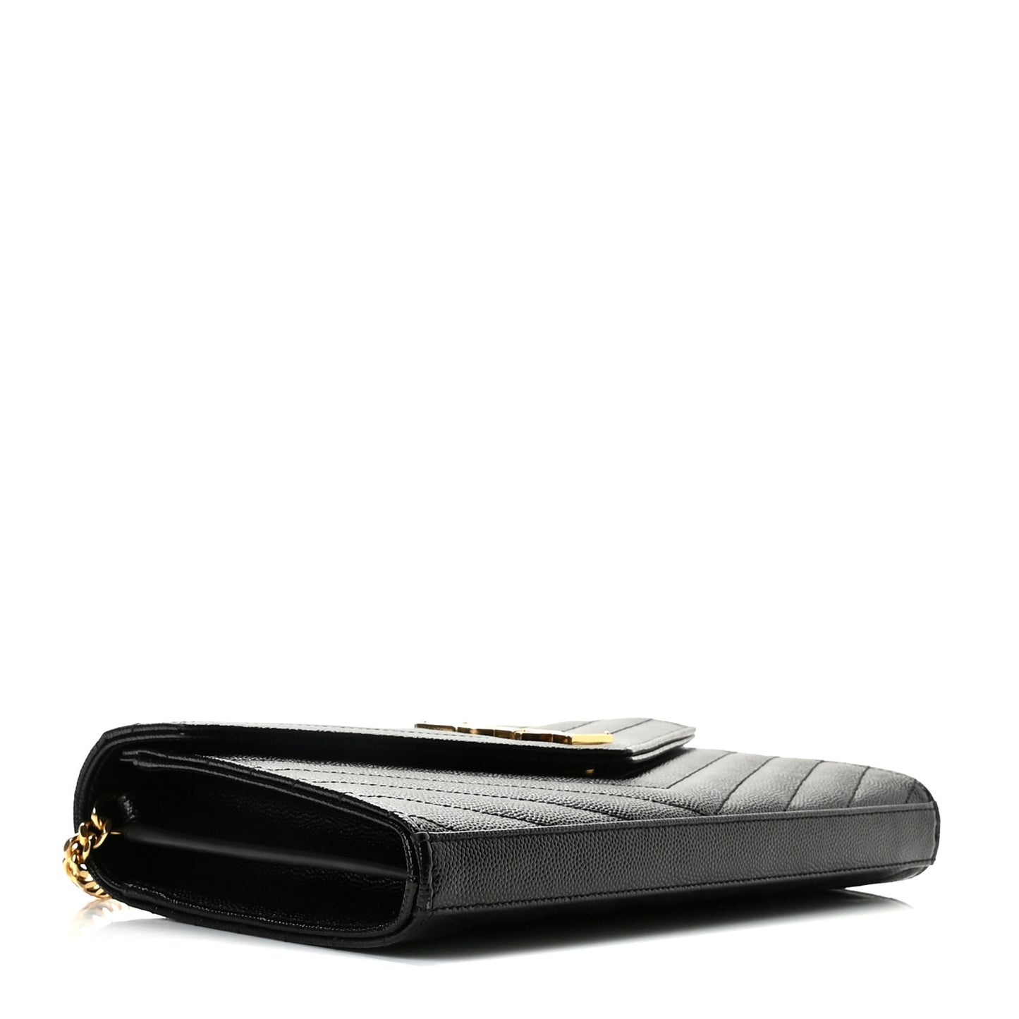 Grain De Poudre Matelasse Chevron Monogram Chain Wallet Black