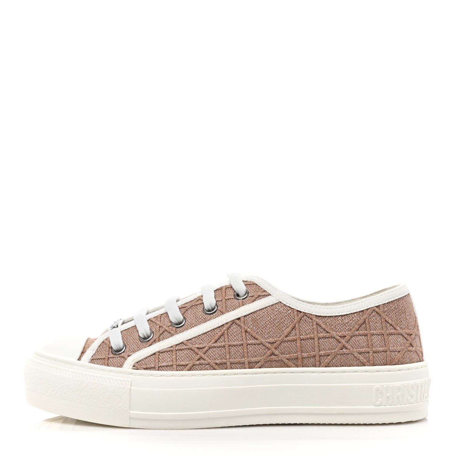Christian Dior Canvas Cannage Embroidered Womens Walk'N'Dior Low Top Sneakers 35.5 Clay 1 of 8