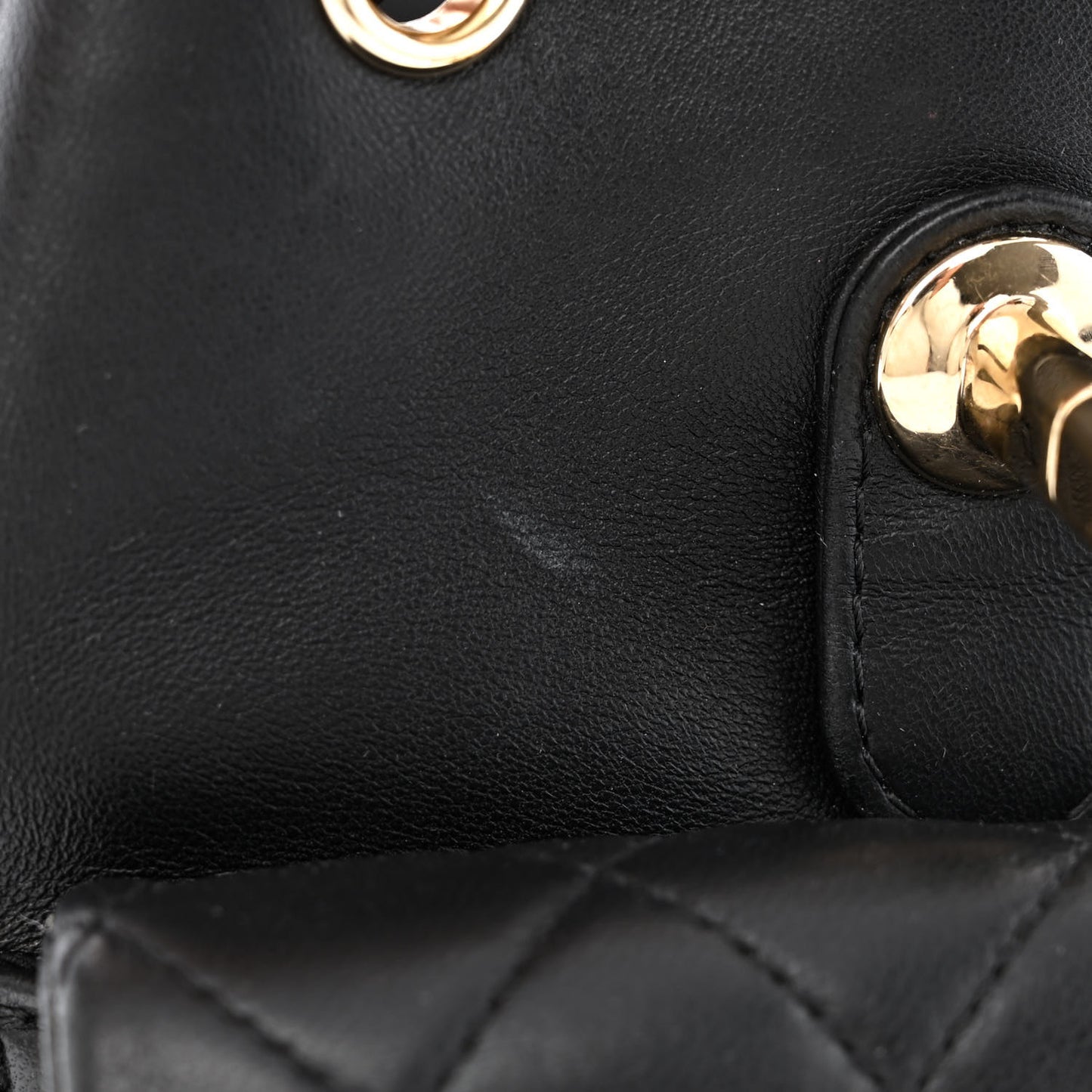 Lambskin Quilted Small Duma Drawstring Backpack Black