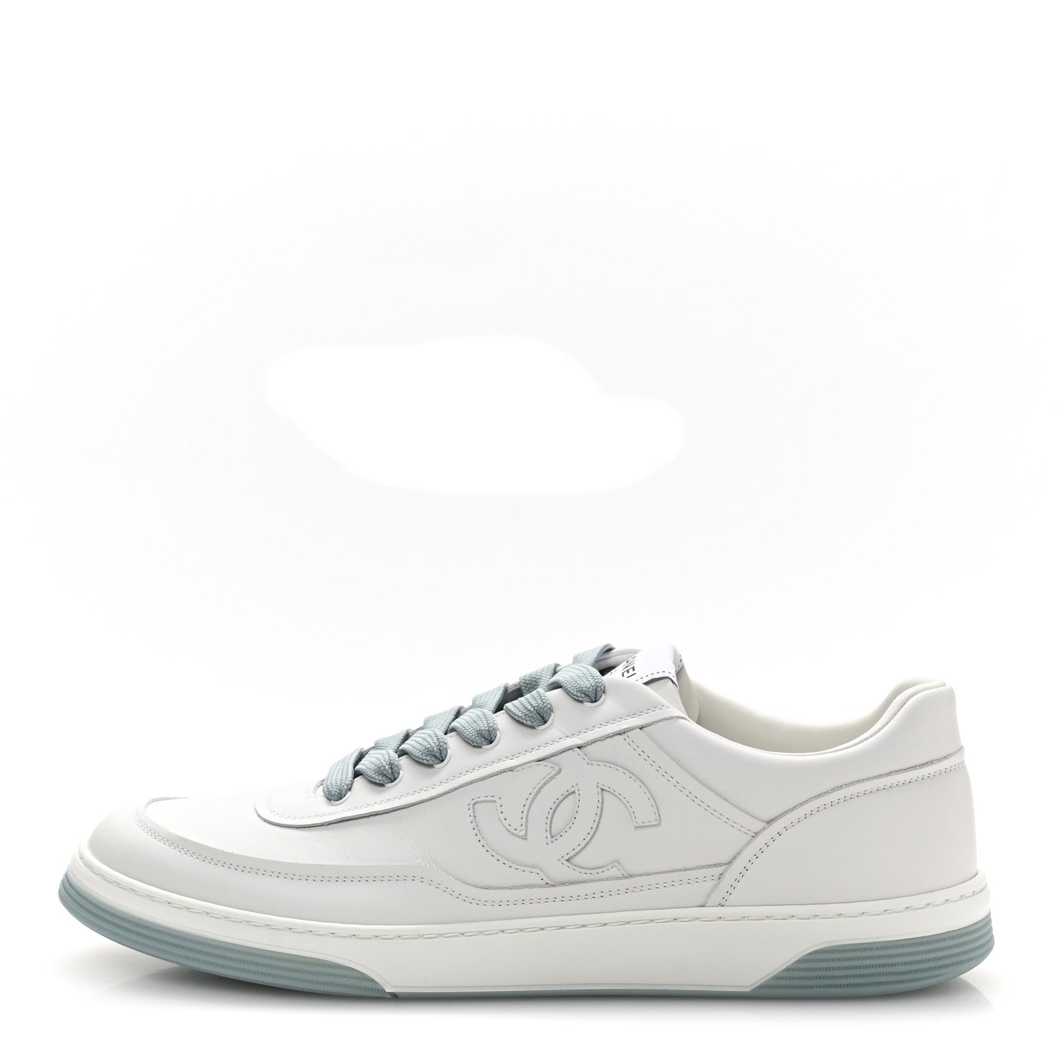 Chanel Calfskin CC Mens Sneakers 45 White Light Blue 1 of 10