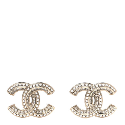 Chanel Crystal Pearl Chain Mania CC Earrings Gold 1 of 4