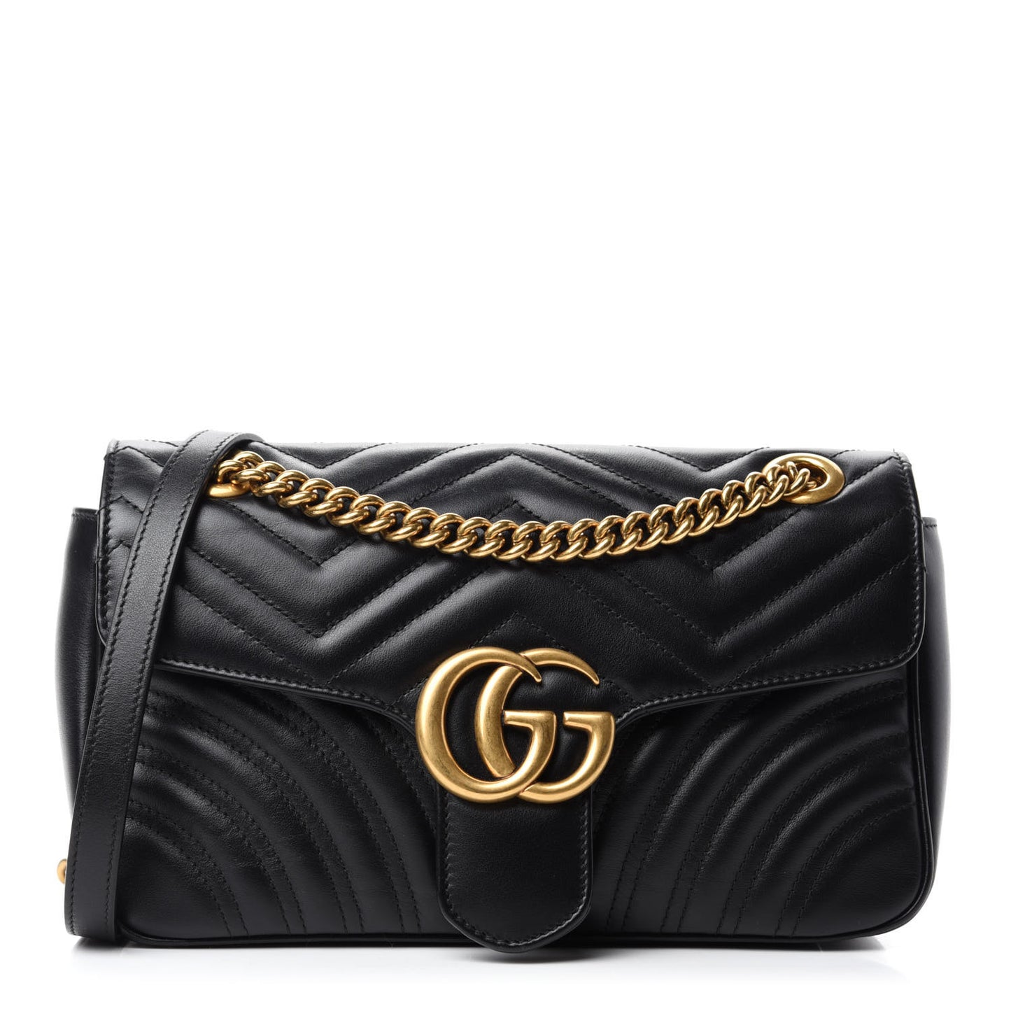 Calfskin Matelasse Small GG Marmont Shoulder Bag Black