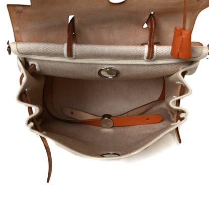 Hermes Toile Vache Calfskin Herbag 30 PM Backpack Natural 4 of 17