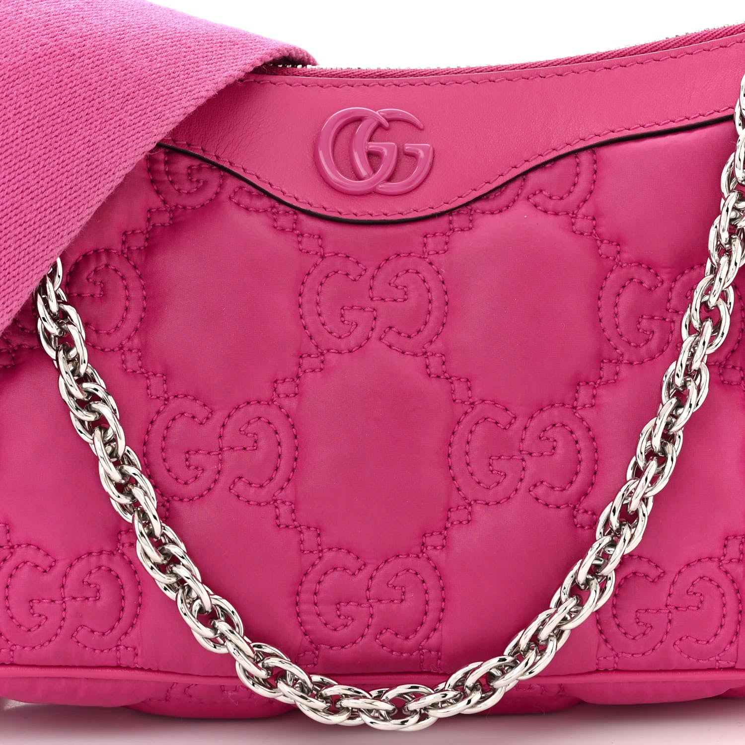Gucci Nylon Calfskin Enamel GG Matelasse Chain Handbag Lovely 8 of 11