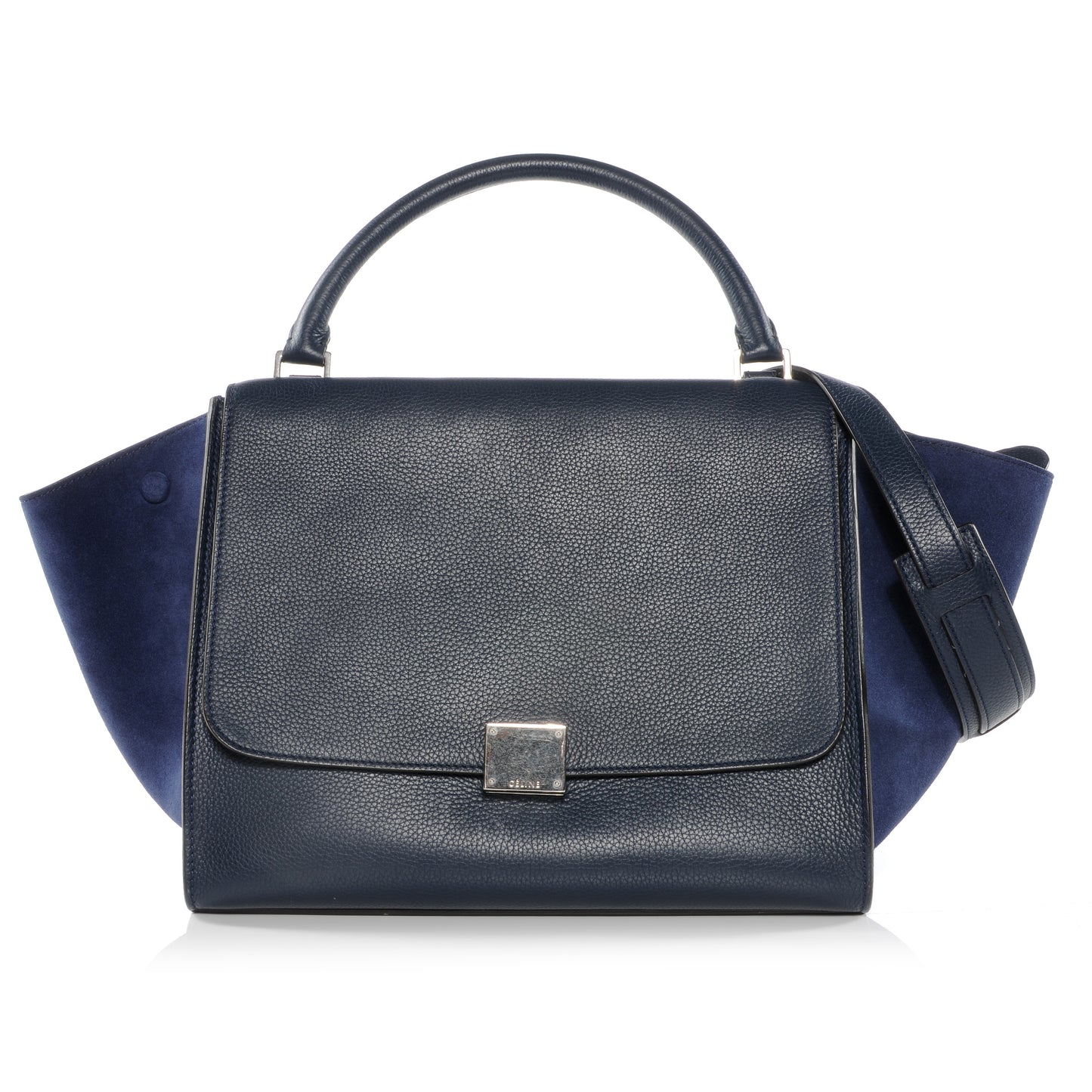 Drummed Leather and Suede Small Trapeze Navy
