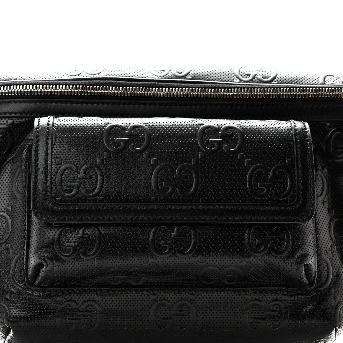 Calfskin GG Tennis Embossed Pocket Belt Bag Black