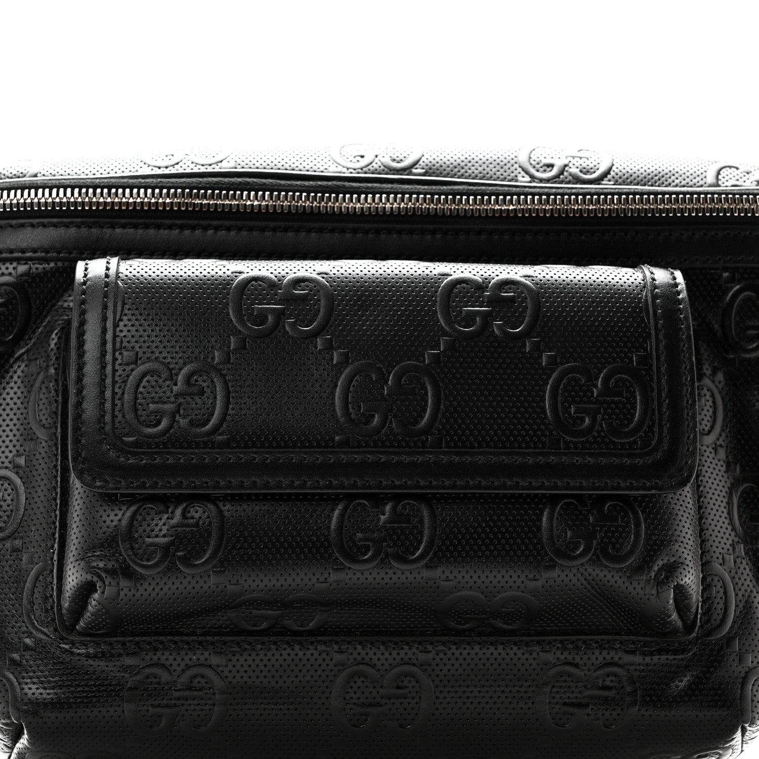 Gucci Calfskin GG Tennis Embossed Pocket Belt Bag Black 8 of 10