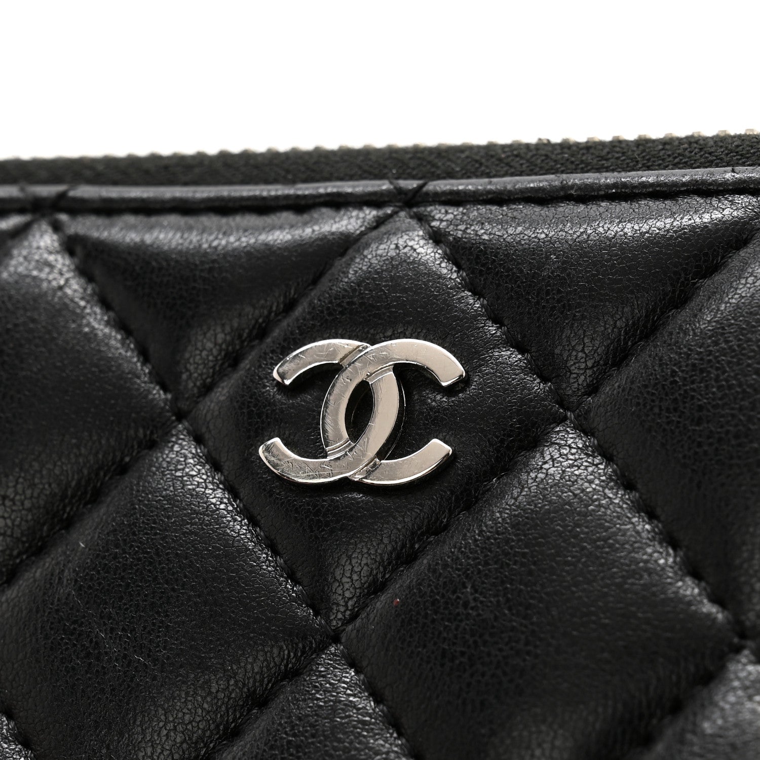 Chanel Lambskin Quilted Large Gusset Zip Around Wallet Black 9 of 11