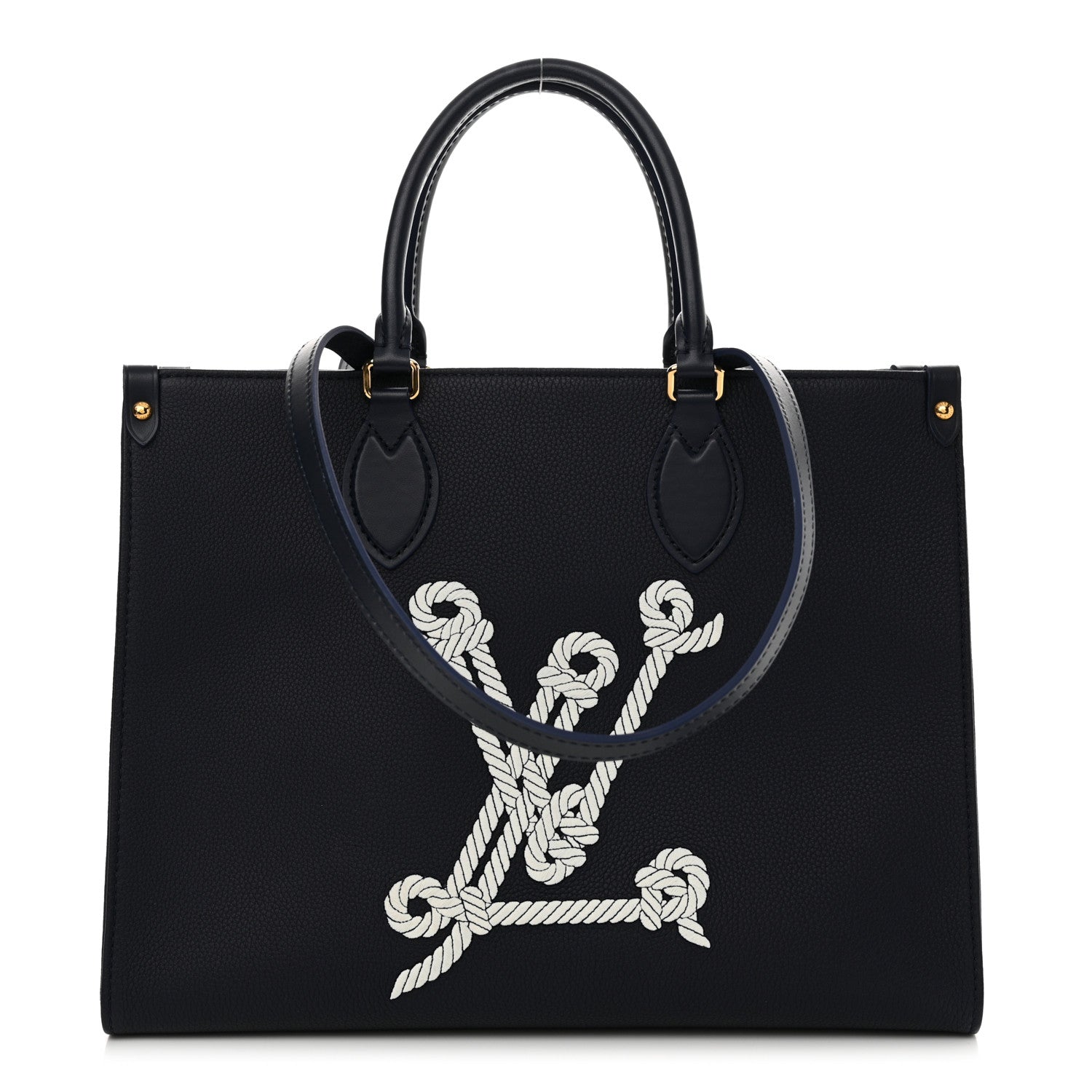 Louis Vuitton Grained Calfskin Nautical Onthego MM Navy Blue 1 of 12