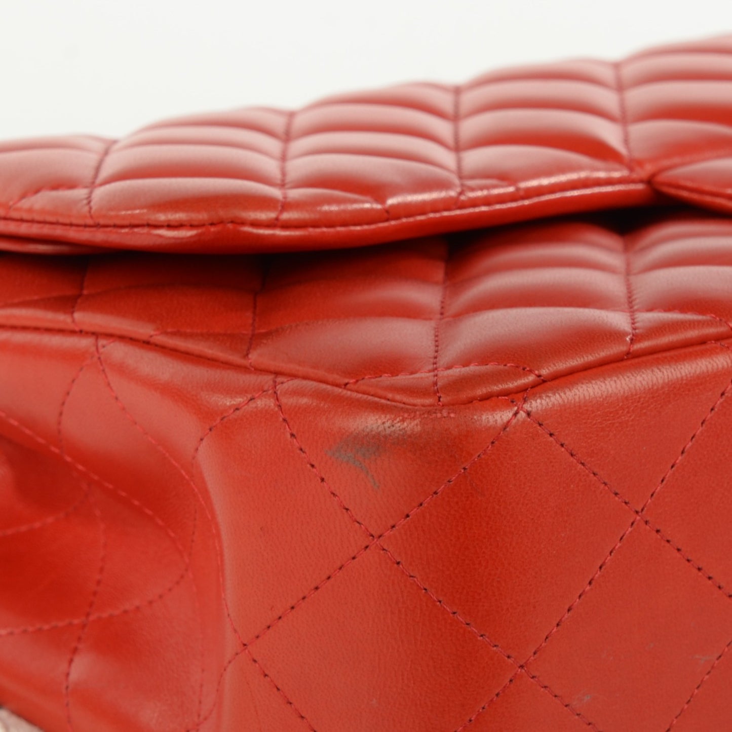 Lambskin Quilted Jumbo Double Flap Red