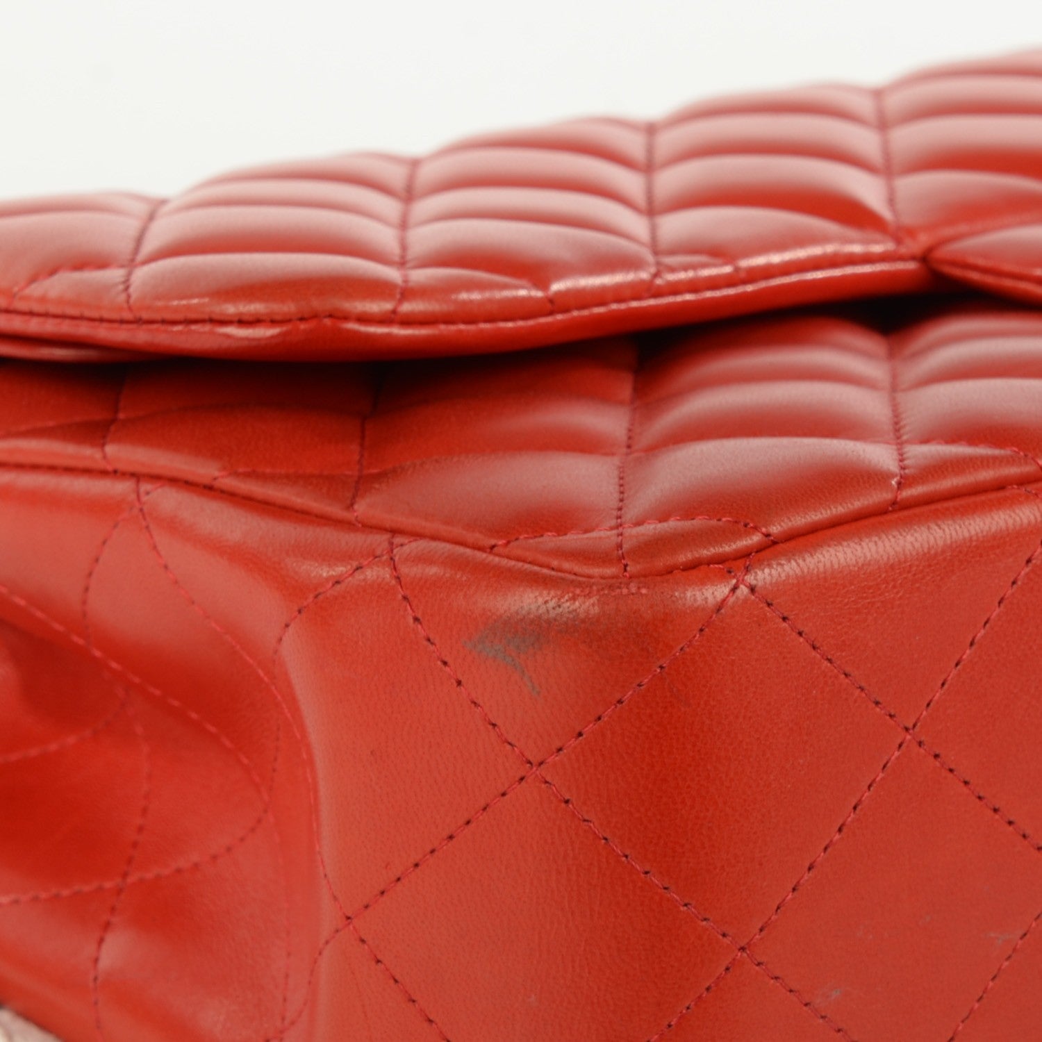 Chanel Lambskin Quilted Jumbo Double Flap Red 10 of 10