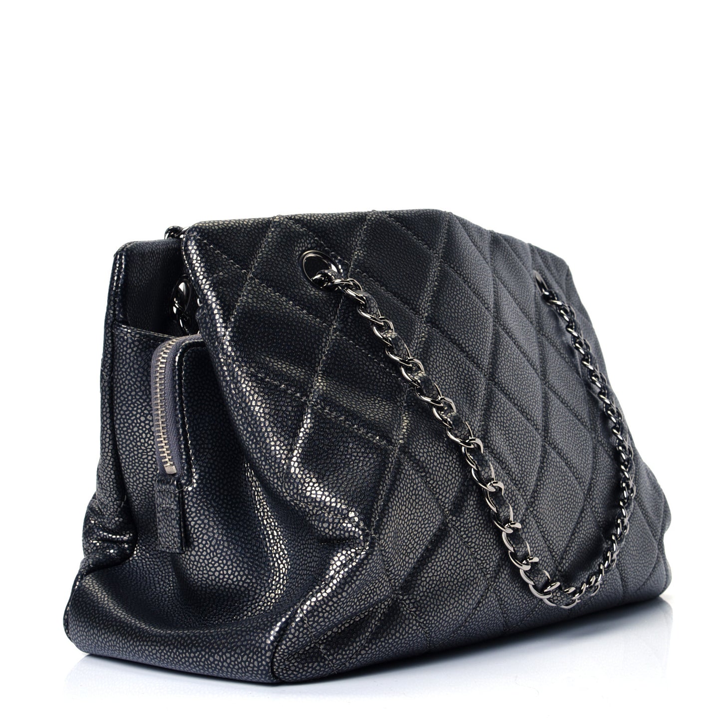 Caviar Quilted Timeless CC Tote Dark Silver