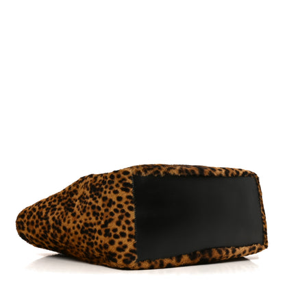 Saint Laurent Pony Hair Nappa Leopard Print Le 5 A 7 Bea Tote Earth Black 7 of 19