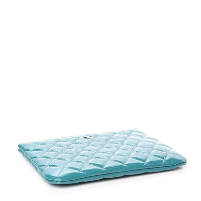 Chanel Patent Calfskin Quilted Medium Cosmetic Case Blue 4 of 8