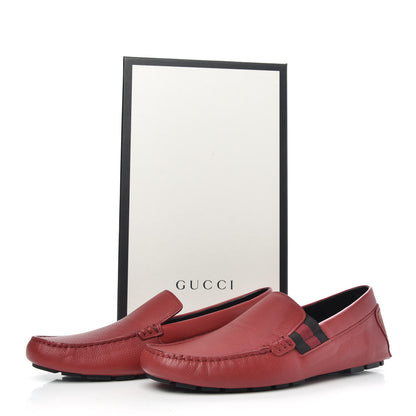 Gucci Calfskin Web Mens Driver Loafers 8.5 Red 8 of 8