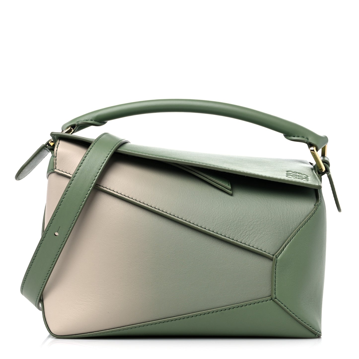 Calfskin Paula's Ibiza Degrade Small Puzzle Edge Bag Rosemary Light Oak