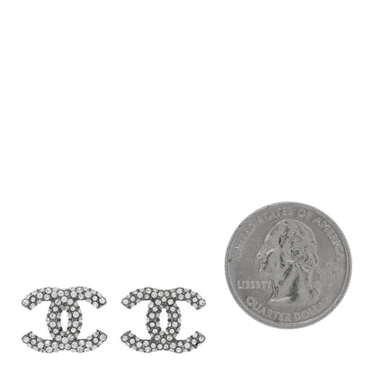 Chanel Crystal CC Treasure Chest Earrings Silver 2 of 5