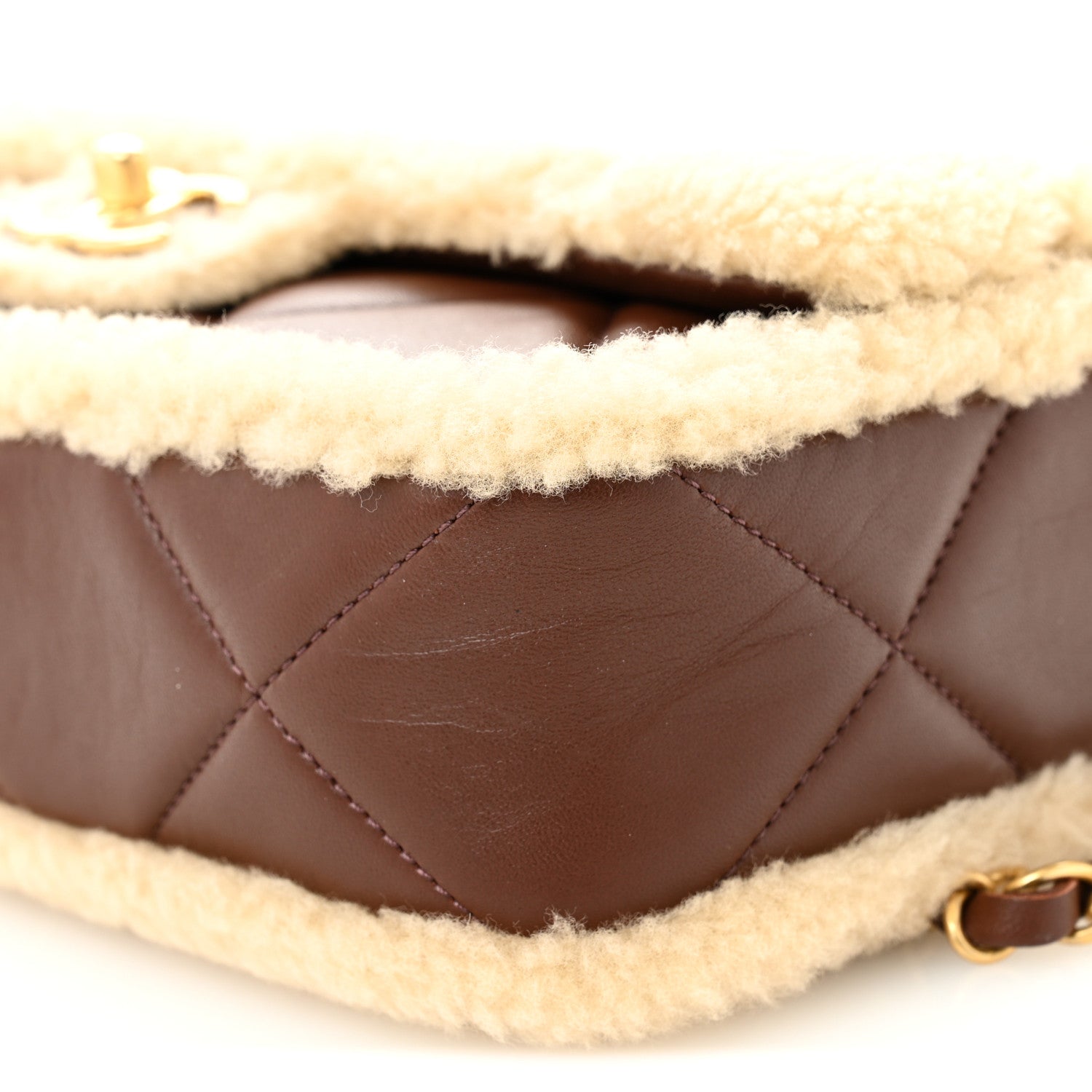 Chanel Shearling Lambskin Quilted Furry Coco Flap Beige Dark Brown 18 of 21