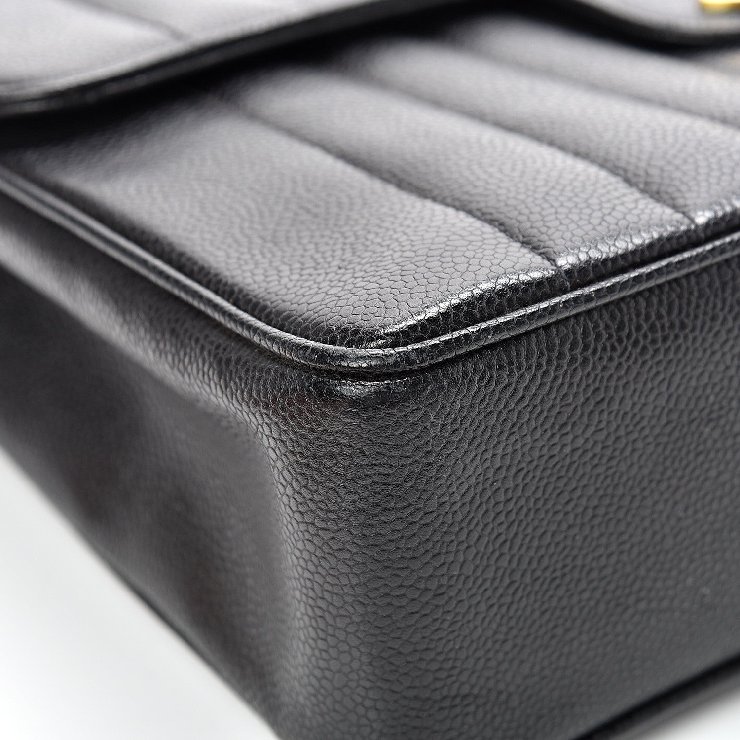 Chanel Caviar Vertical Quilted Jumbo Single Flap Black 9 of 19