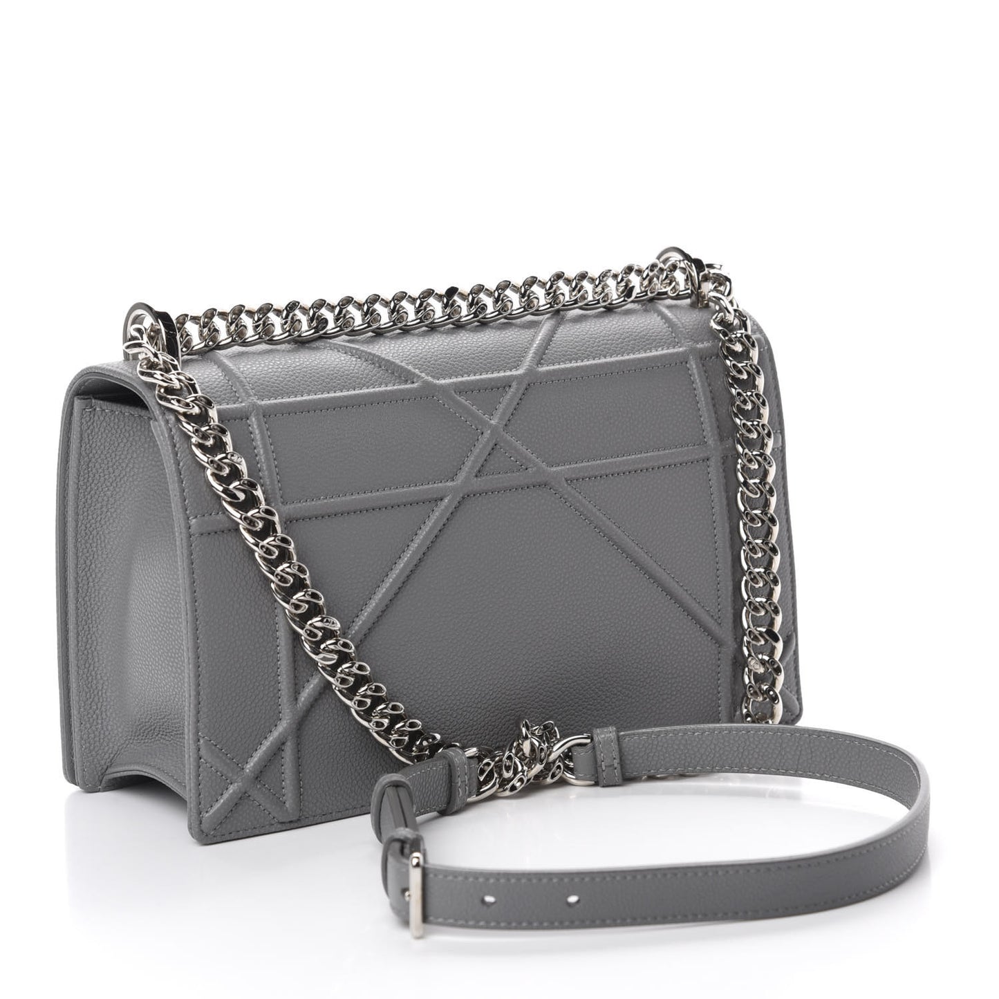 Grained Calfskin Medium Diorama Flap Bag Gris