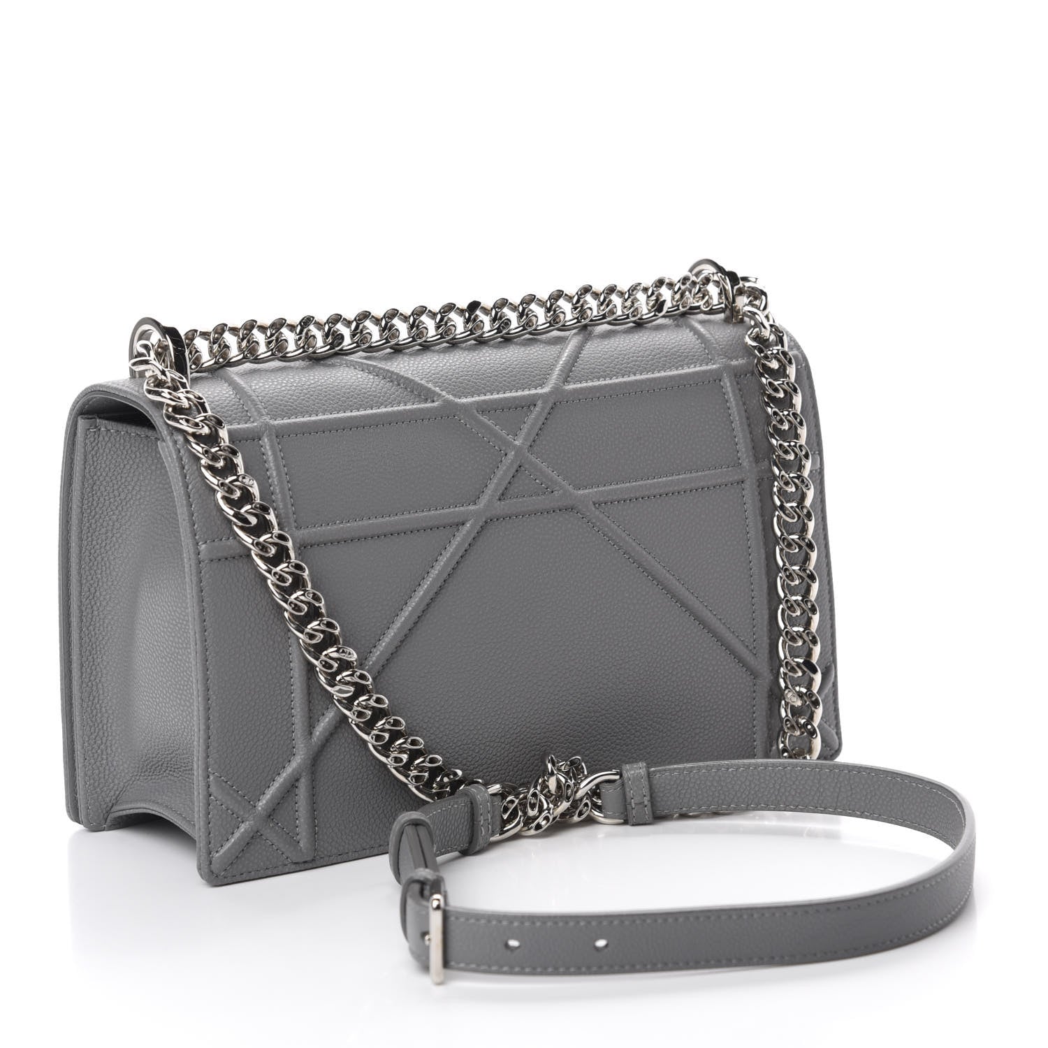 Christian Dior Grained Calfskin Medium Diorama Flap Bag Gris 3 of 11