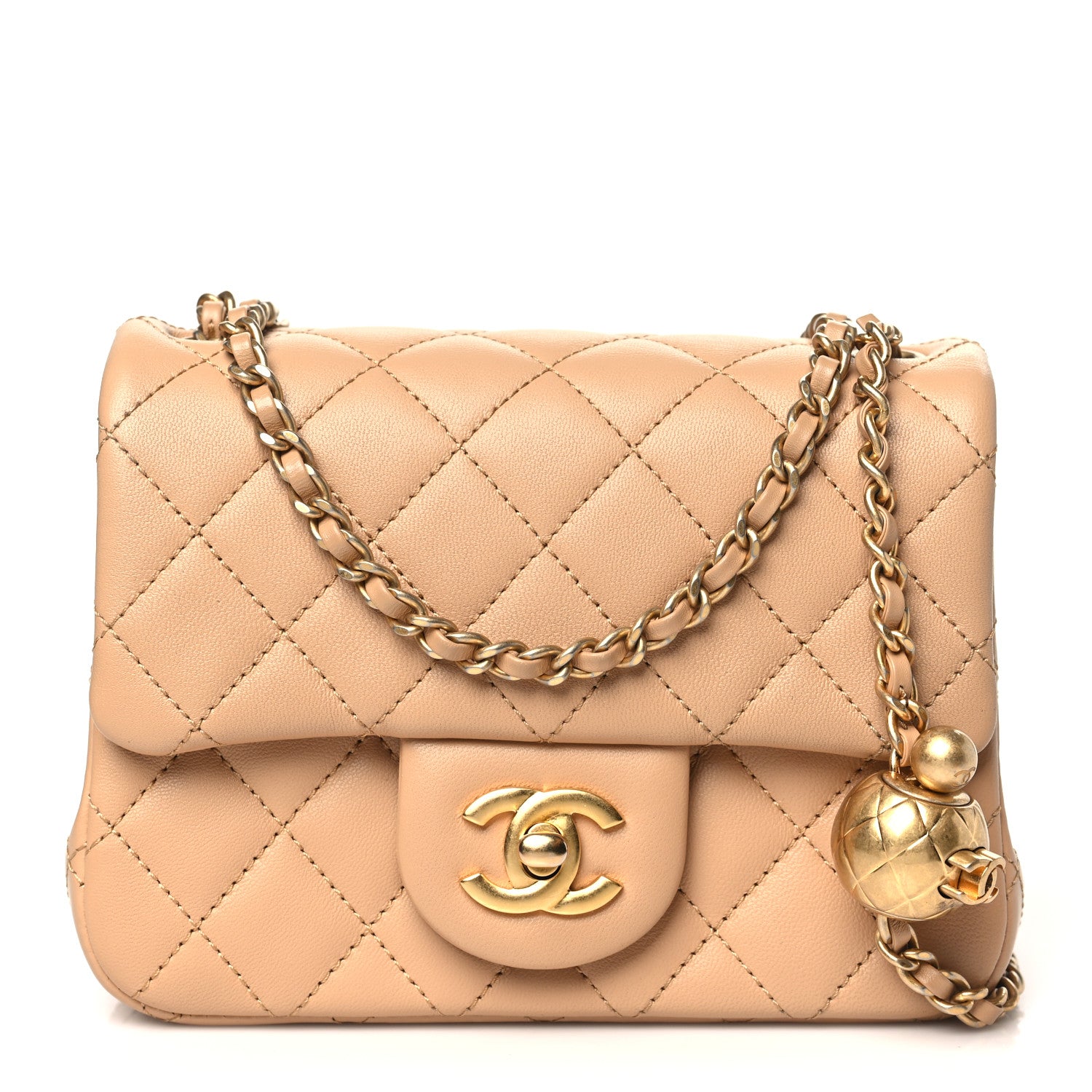 Chanel Lambskin Quilted Mini Pearl Crush Flap Beige 1 of 11