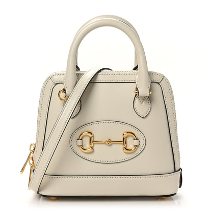Gucci Boarded Plutone Calfskin Mini Horsebit 1955 Top Handle Bag Mystic White 1 of 10