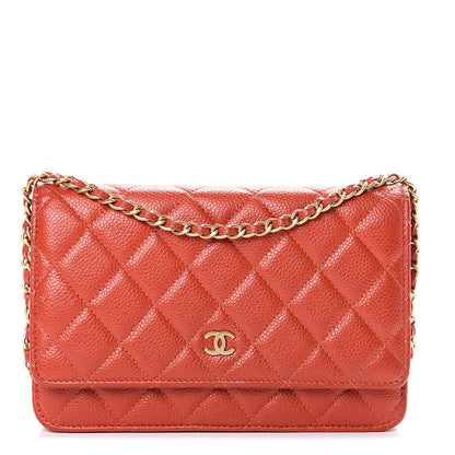 Chanel Caviar Quilted Wallet on Chain WOC Red 1 of 17