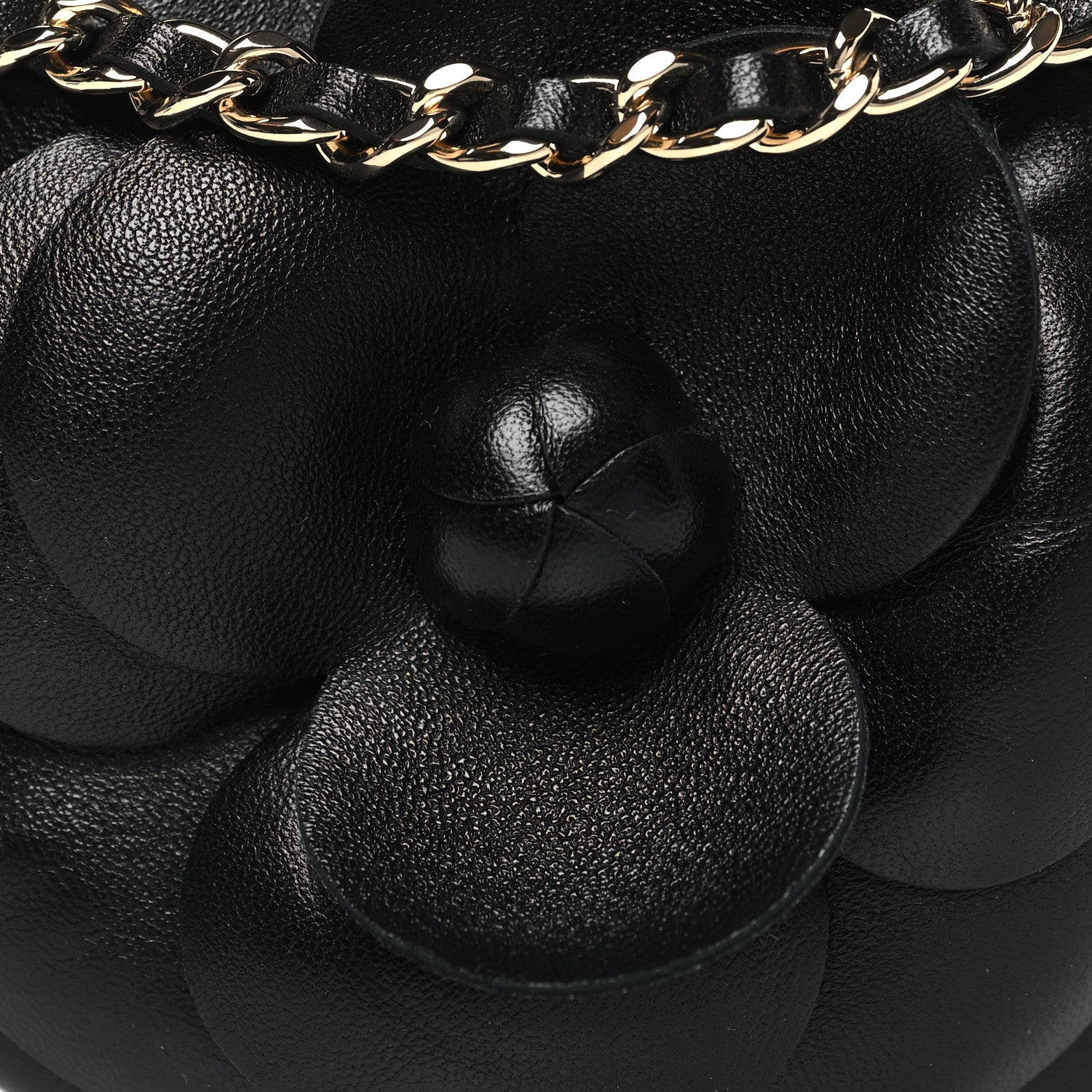 Chanel Lambskin Mini Camellia Bouquet Clutch With Chain Black 8 of 11