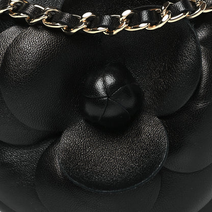 Chanel Lambskin Mini Camellia Bouquet Clutch With Chain Black 8 of 11