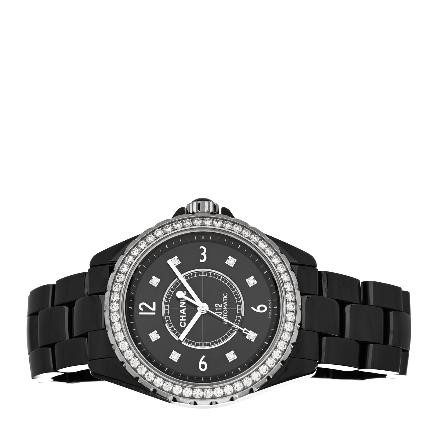 Stainless Steel Ceramic Diamond Bezel 38mm J12 Automatic Watch Black