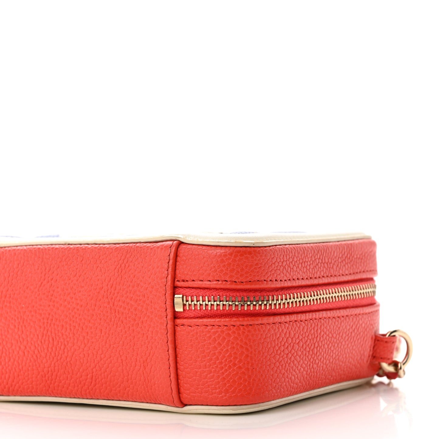 Caviar Quilted Filigree Vanity Clutch With Chain Blue White Red