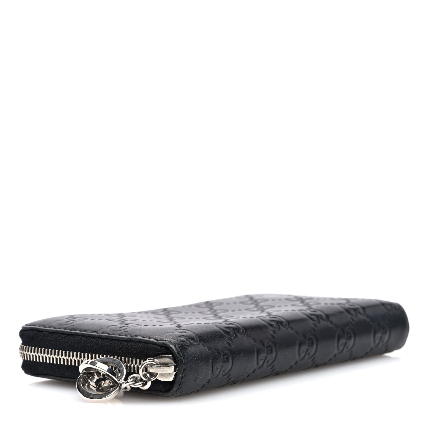 Guccissima Large Twins Zip Around Wallet Black