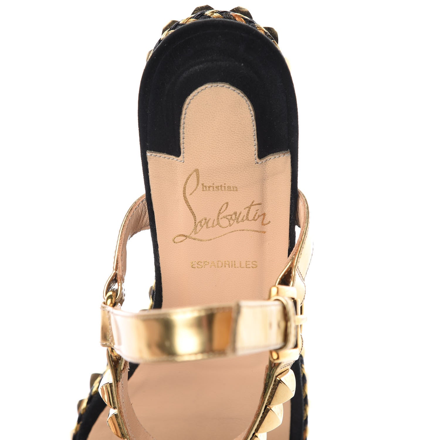 Christian Louboutin Specchio Suede Rope Cataclou 60 Platform Sandals 38 Gold Black 5 of 13