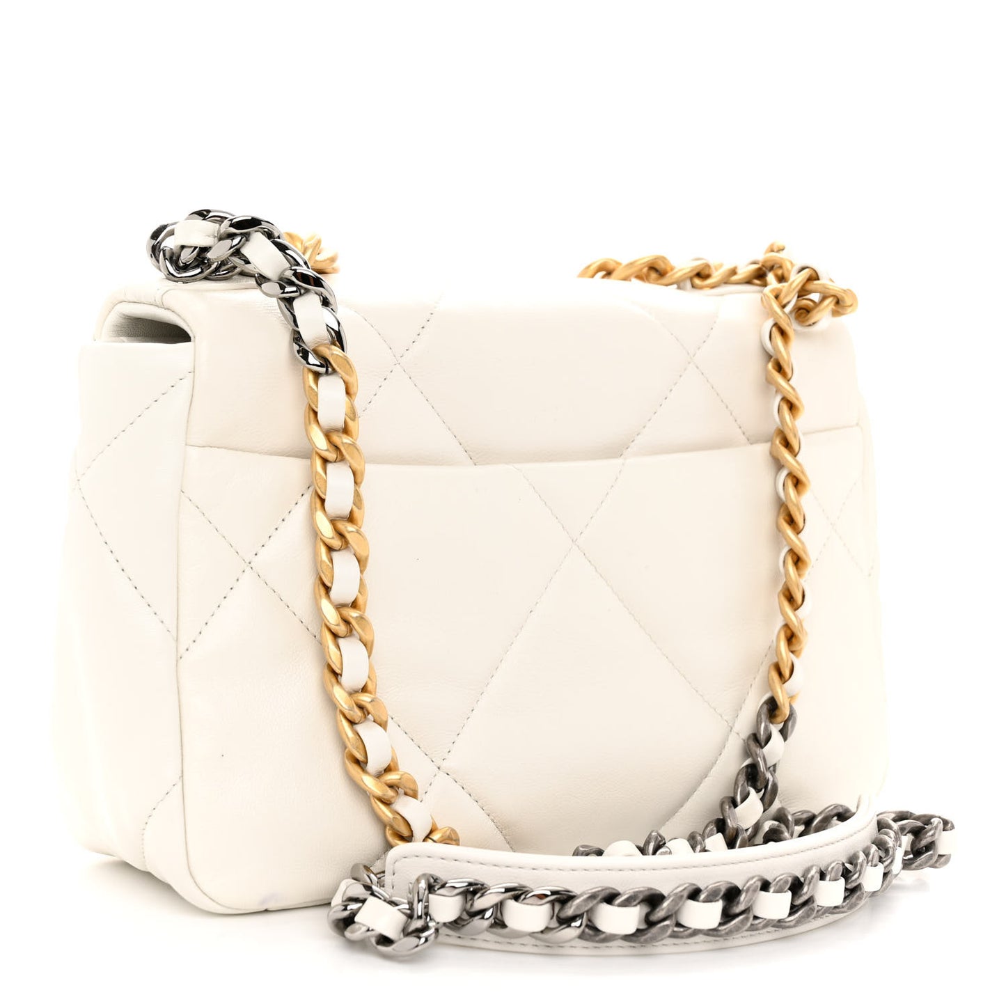 Lambskin Quilted Medium Chanel 19 Flap White