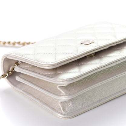 Chanel Iridescent Lambskin Quilted Mini Wallet On Chain WOC Ivory 6 of 11