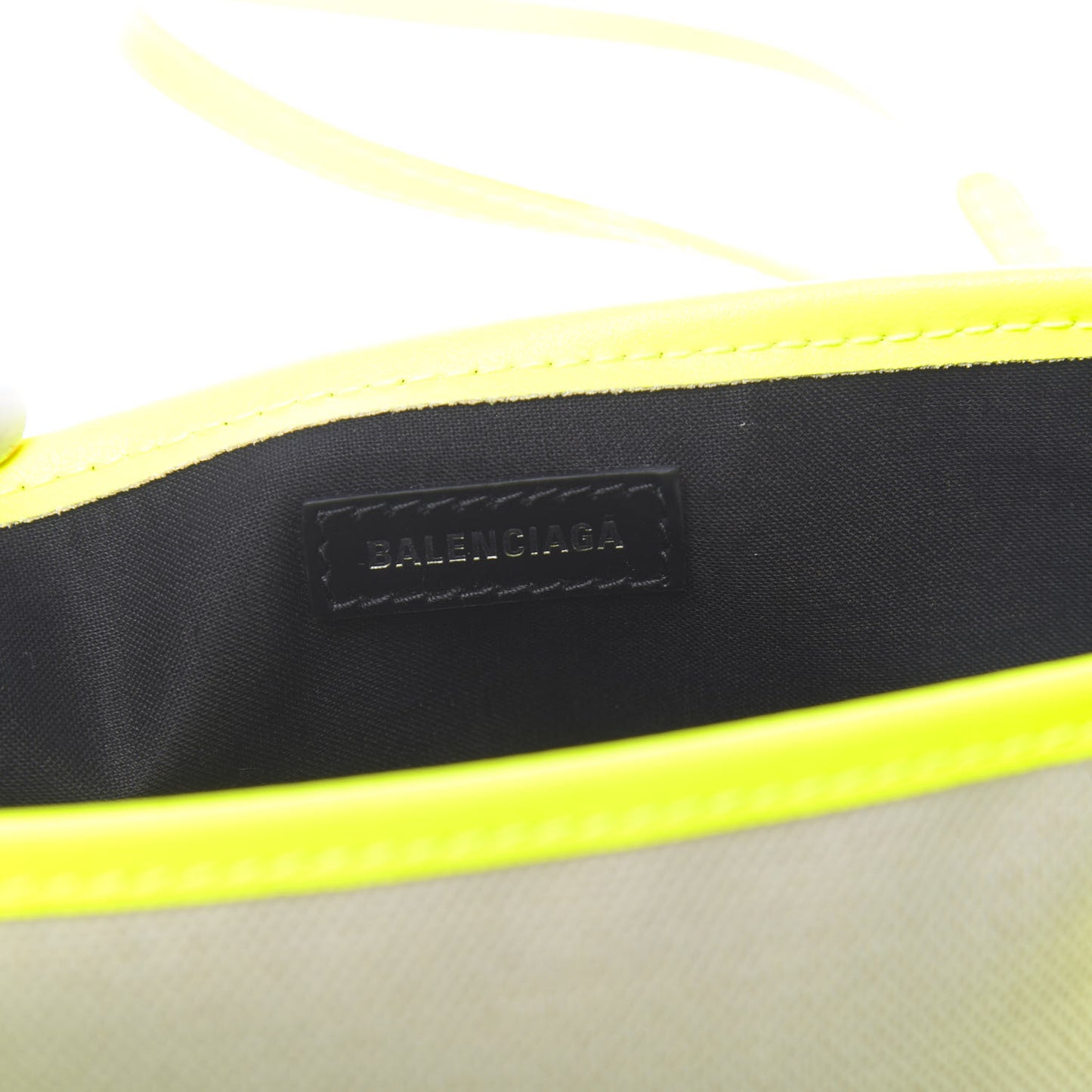Cotton Canvas Satin Calfskin Navy Cabas XS Natural Fluo Yellow
