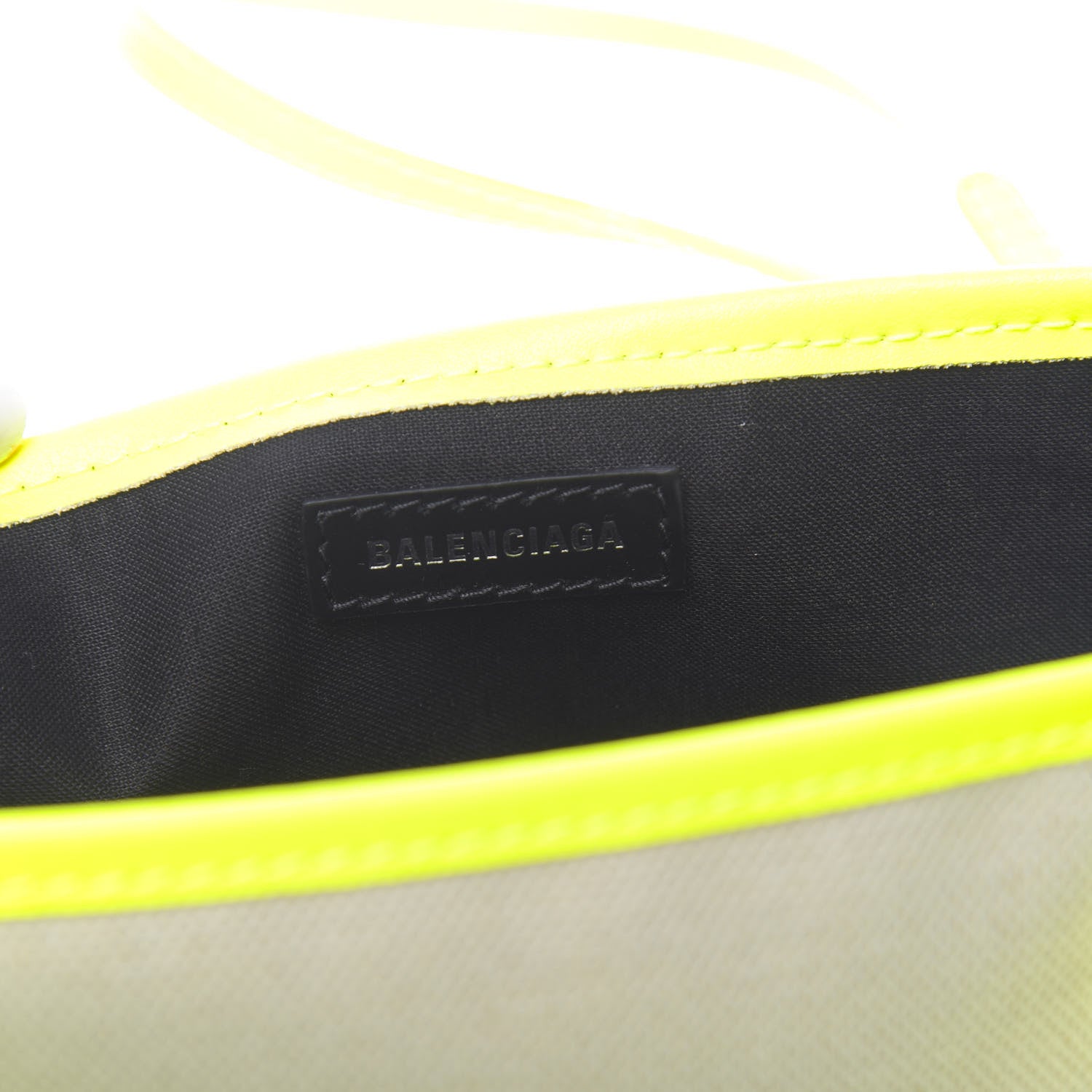 Balenciaga Cotton Canvas Satin Calfskin Navy Cabas XS Natural Fluo Yellow 6 of 10