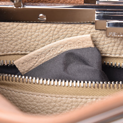 Fendi Cuoio Romano Selleria Bi-Color Medium Peekaboo Iconic Satchel Mou Deserto 9 of 12