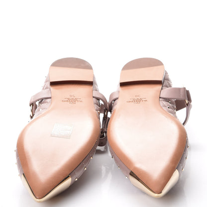 Valentino Garavani Lambskin Rockstud Spike Captoe Ballerina Flats 38 Poudre Gold 7 of 10