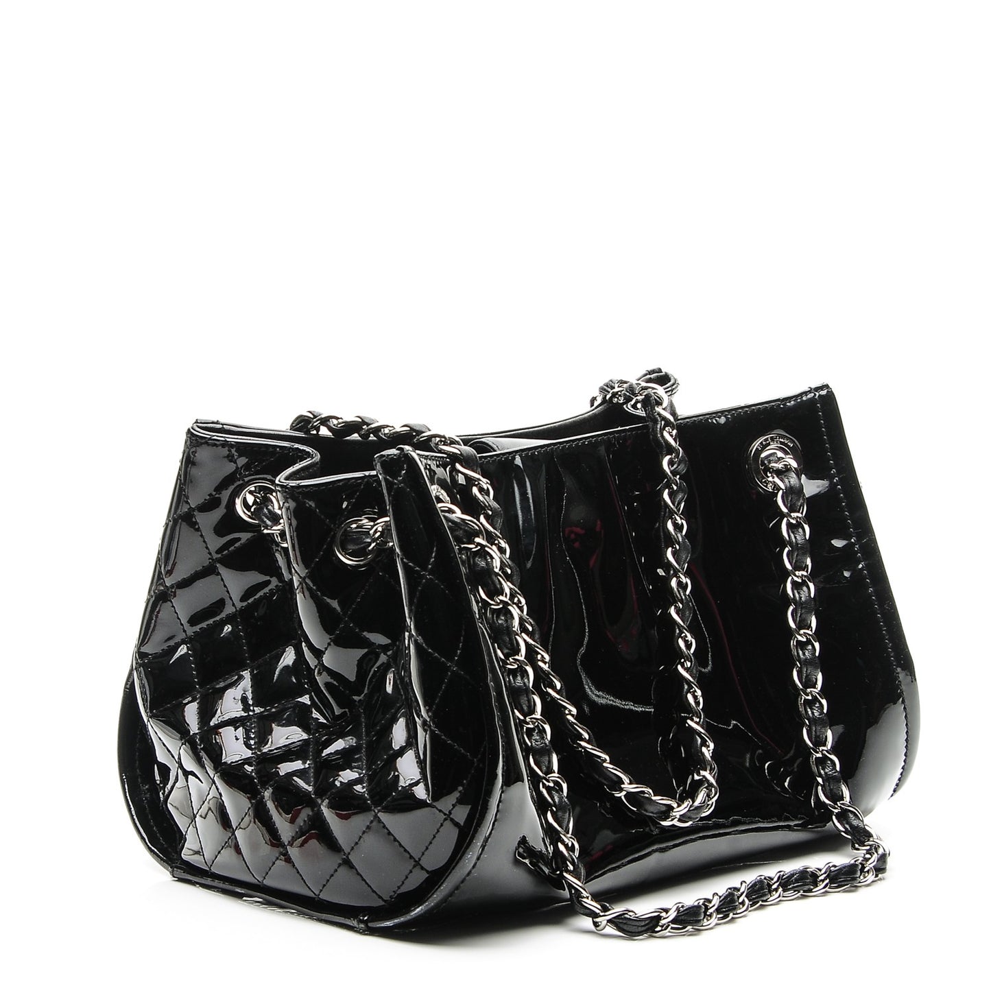 Vinyl Accordion Tote Black