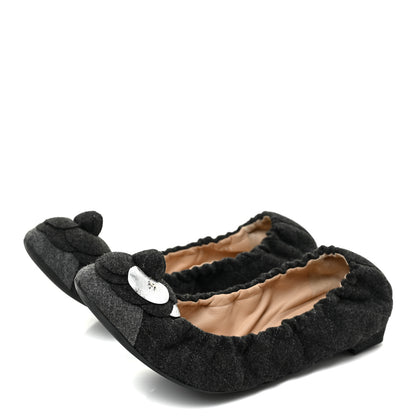 Chanel Tweed Quilted Camellia Cap Toe Ballerina Flats 37 Grey 3 of 9