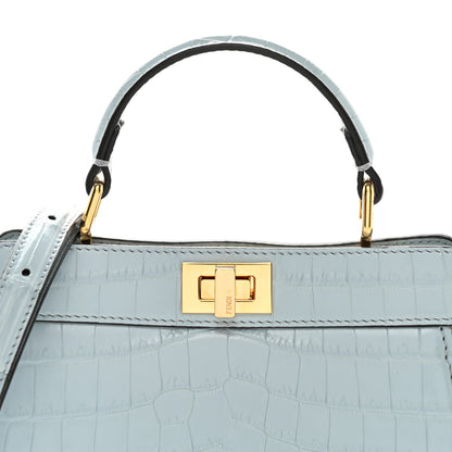 Fendi Shiny Crocodile Petite Peekaboo I SEE U Satchel Light Blue 8 of 10