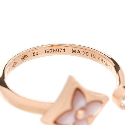 Louis Vuitton 18K Pink Gold Diamond Mother of Pearl Mini Color Blossom Star Ring 50 5.25 5 of 6